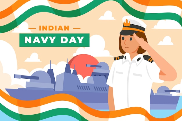 Free Vector flat indian navy day illustration