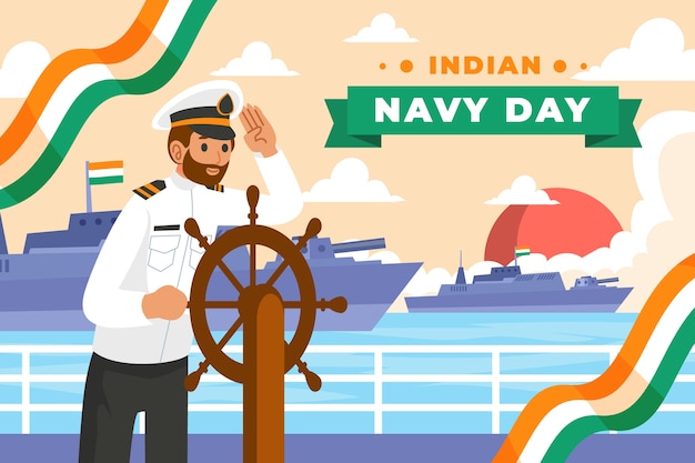 Free vector flat indian navy day illustration