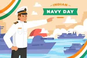 Free vector flat indian navy day illustration