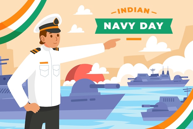 Free Vector flat indian navy day illustration