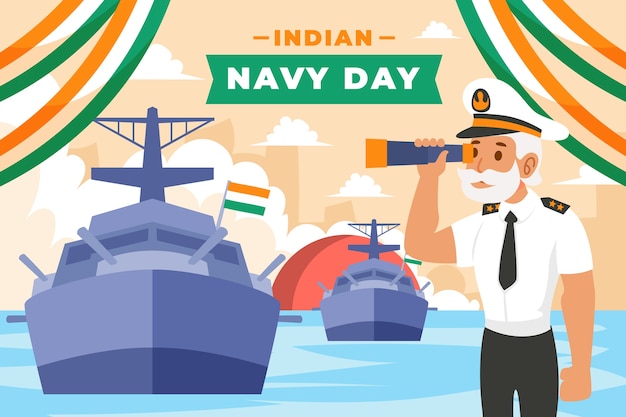 Free vector flat indian navy day illustration