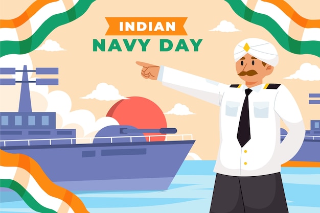 Free Vector flat indian navy day illustration