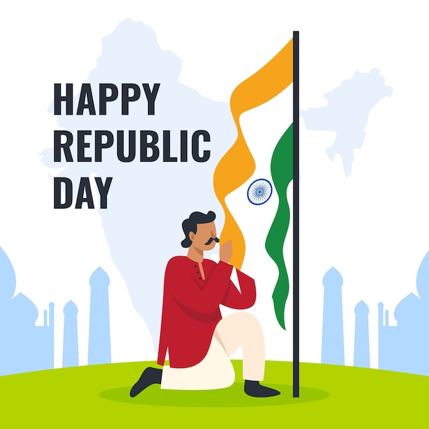 Free vector flat indian republic day design