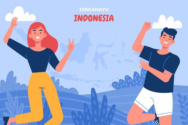 Flat indonesia independence day background