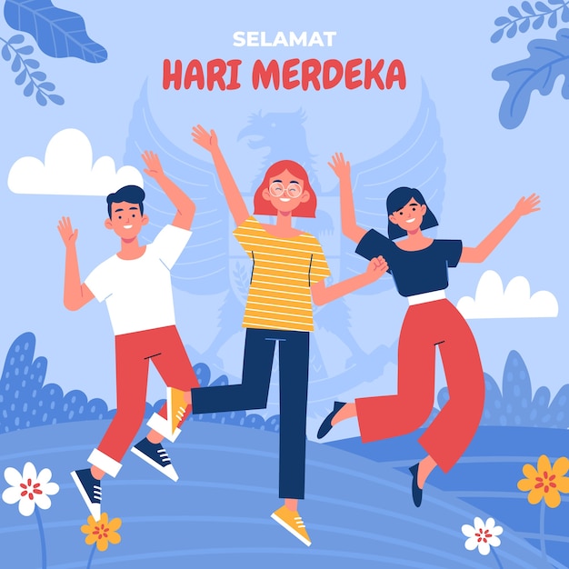 Flat indonesia independence day illustration