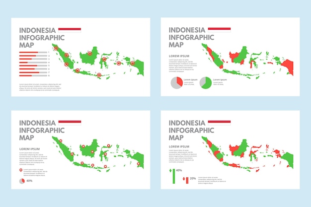 Flat indonesia map infographics