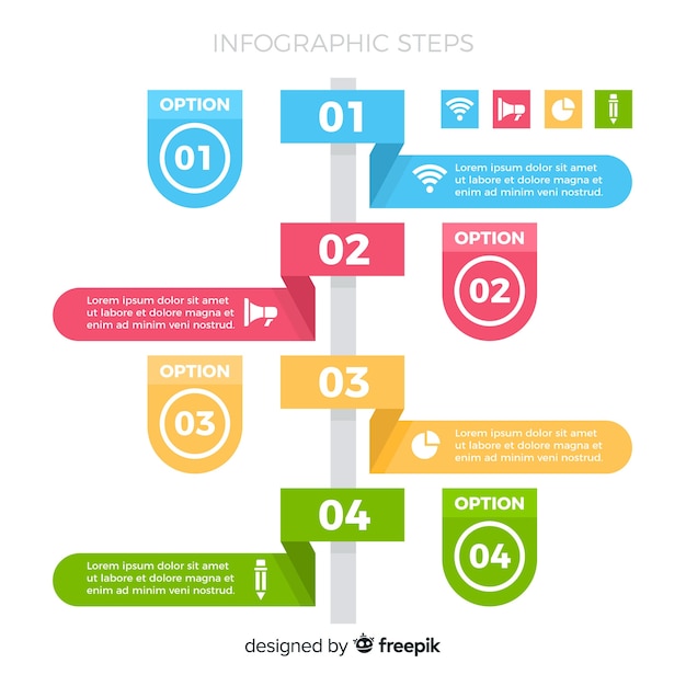 Flat infographic colorful steps