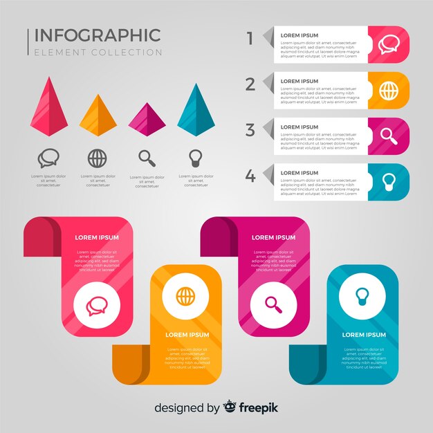 Flat infographic element collection