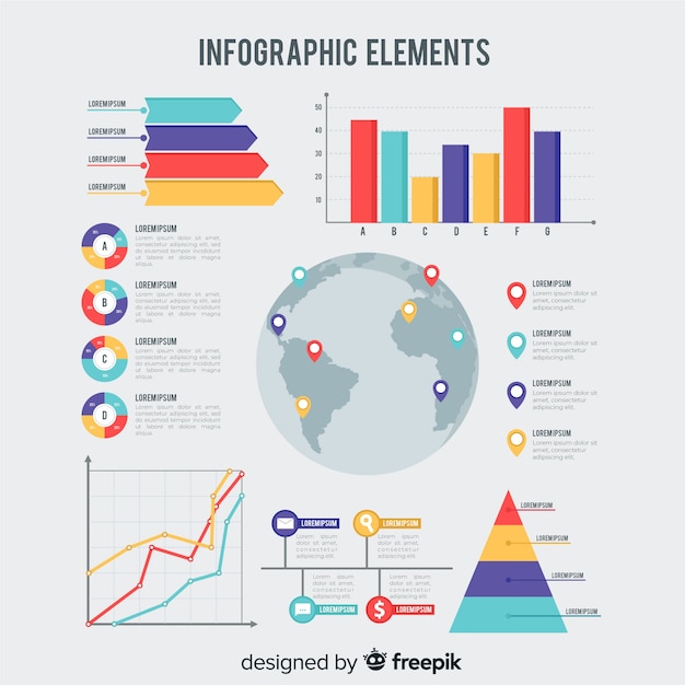 Flat infographic element collection