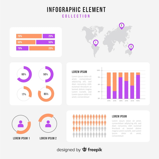 Flat infographic element collection