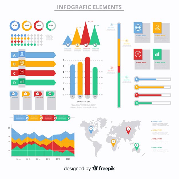 Flat infographic element collection