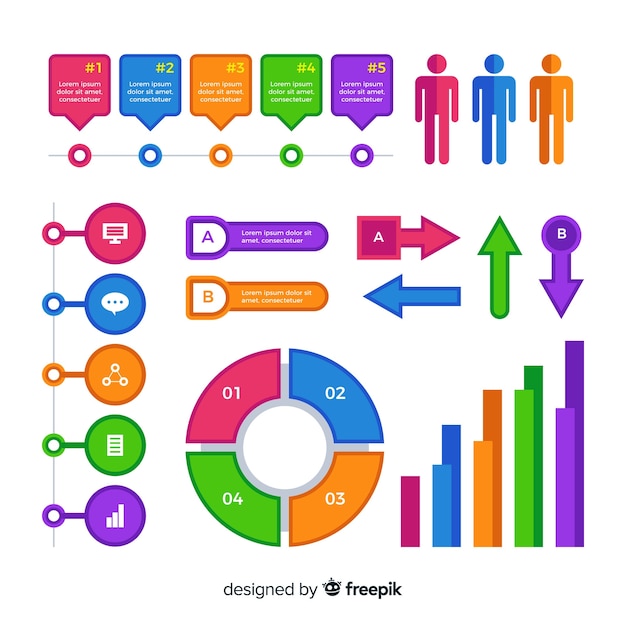 Flat infographic element collection