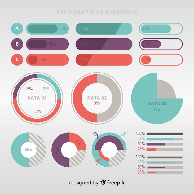 Flat infographic element collection