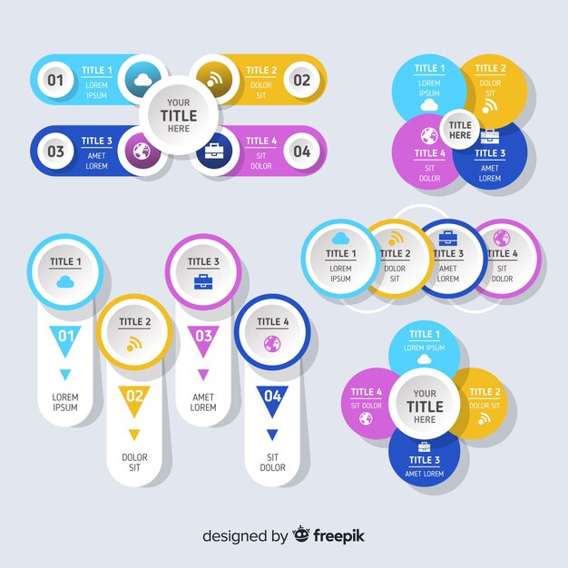 Flat infographic element collection