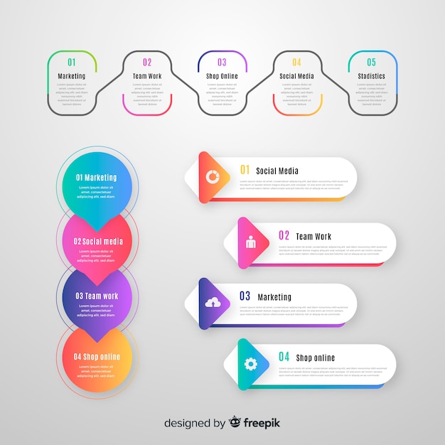 Flat infographic element collection