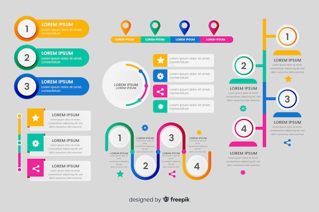 Flat infographic element collection