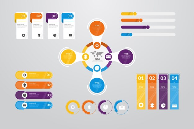 Flat  infographic element collection