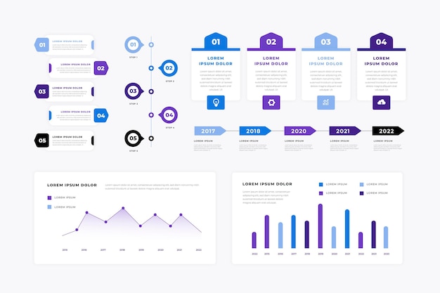 Flat infographic element collection