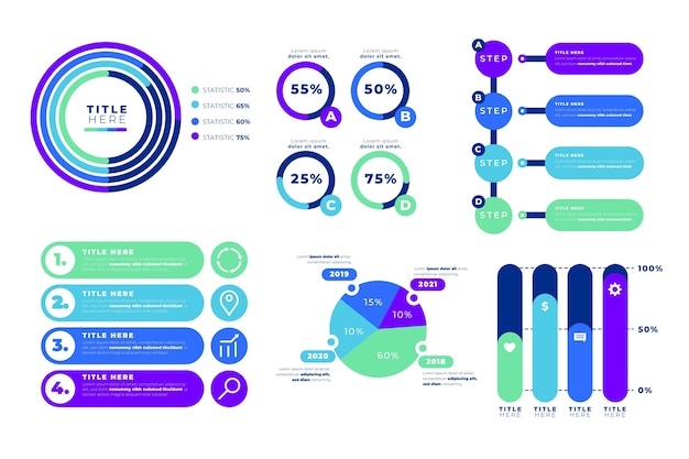 Free Vector flat infographic element collection