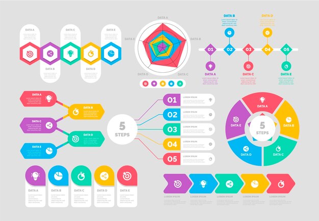 Flat infographic element collection