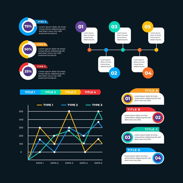 Flat infographic element collection