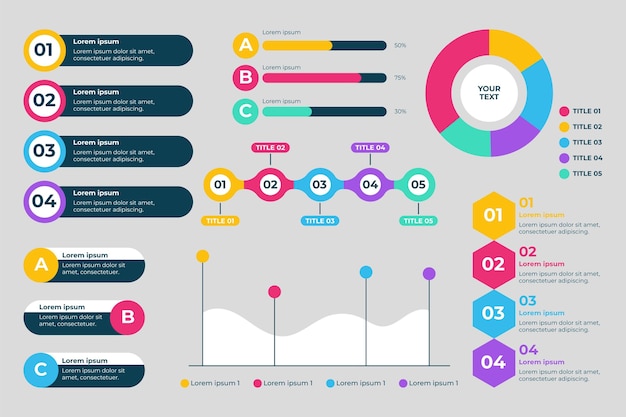 Flat infographic element collection