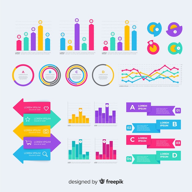 Flat infographic element collection