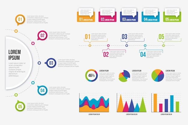 Flat infographic element pack