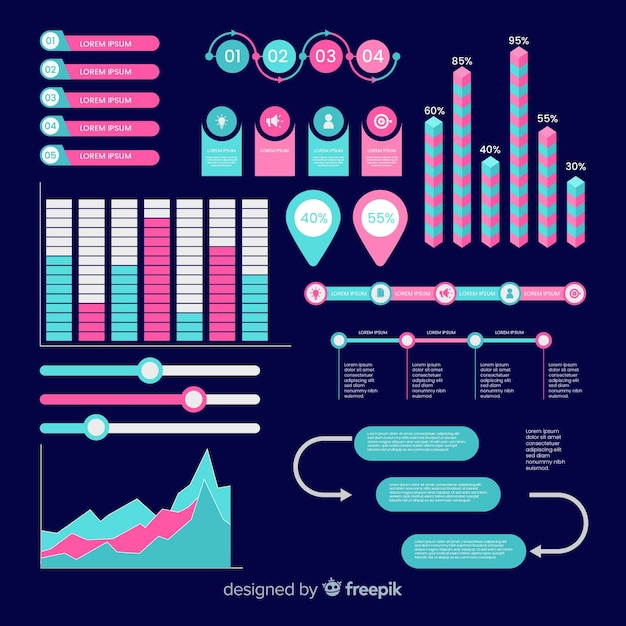 Flat infographic element set