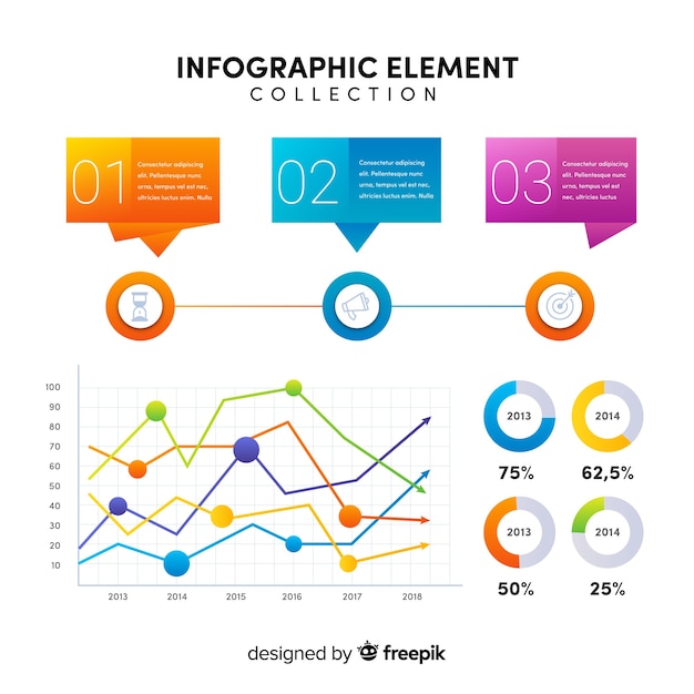 Free Vector flat infographic elements collection