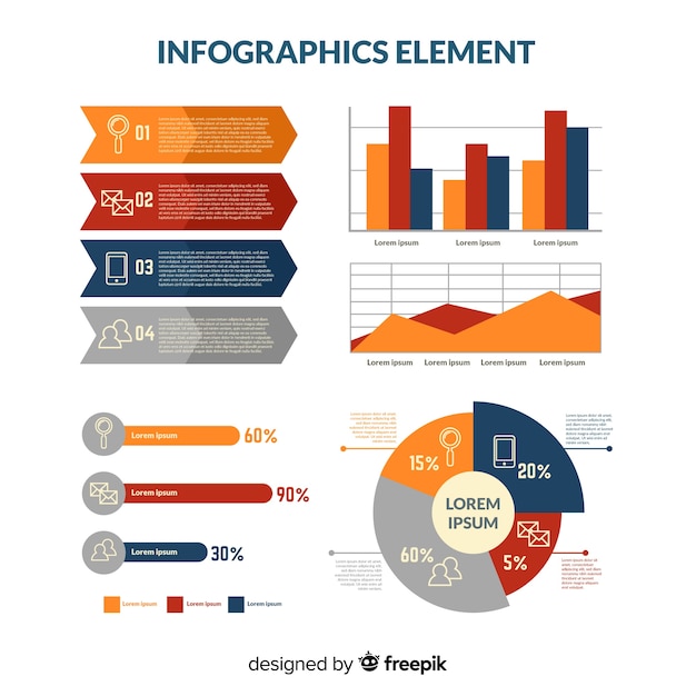 Free Vector flat infographic elements collection