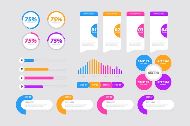 Flat infographic elements collection