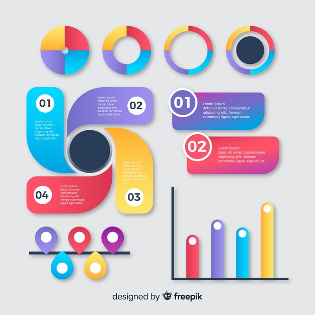 Flat infographic elements pack