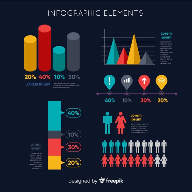 Flat infographic elements template