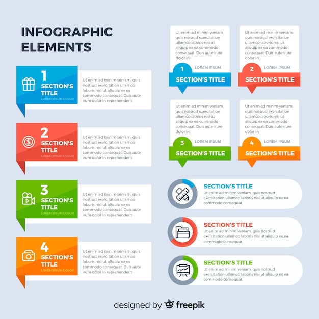 Flat infographic elements with stats collection