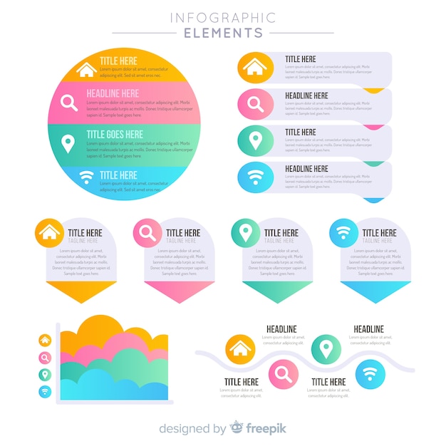 Free Vector flat infographic elements with stats collection