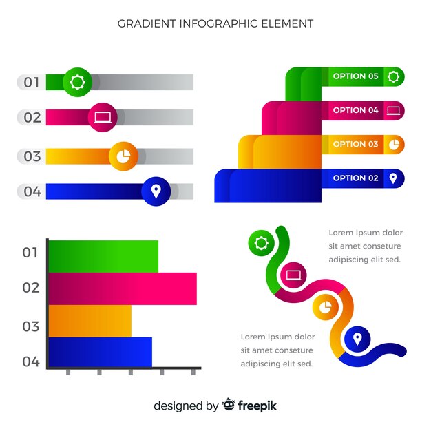 Flat infographic elements with stats collection