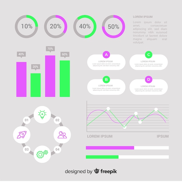 Free Vector flat infographic elements with stats collection