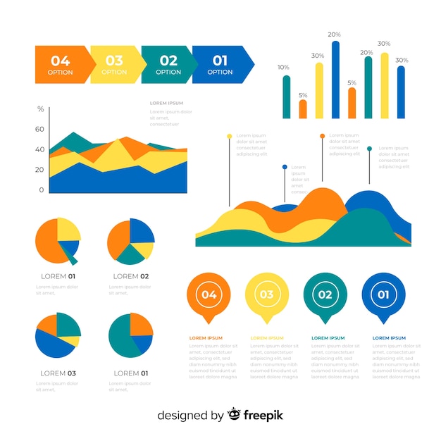 Free Vector flat infographic elements with stats collection