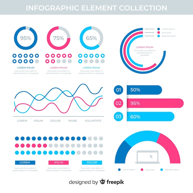 Flat infographic elements with stats collection