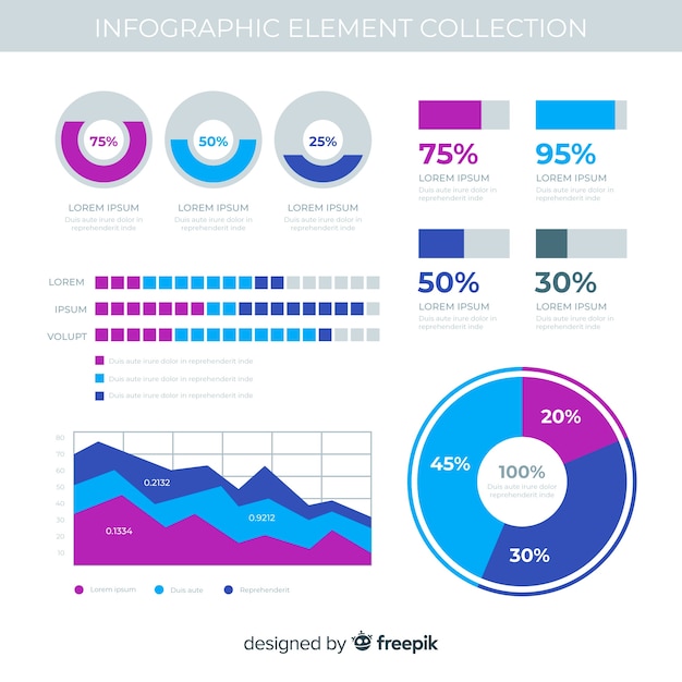 Flat infographic elements with stats collection