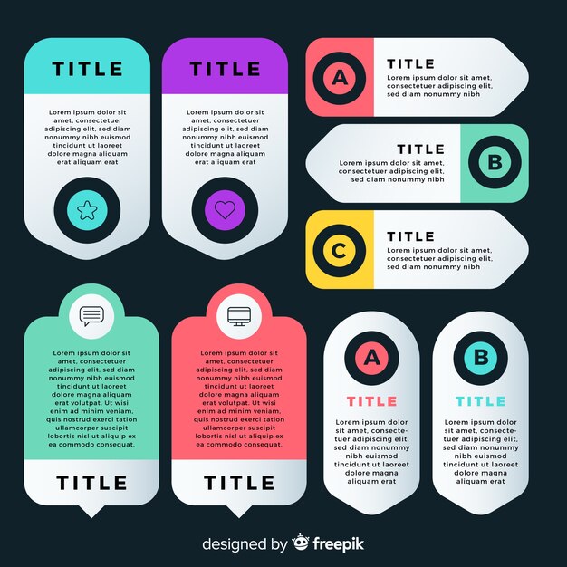 Flat infographic set of options template