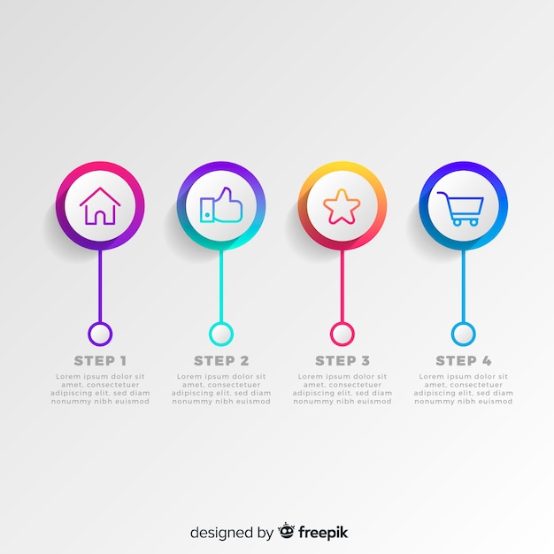 Free Vector flat infographic steps gradient circles template