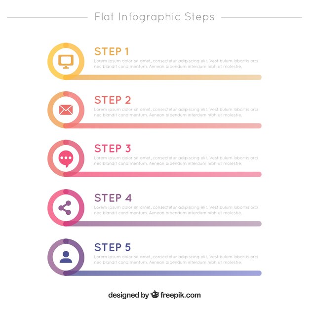 Flat infographic steps template with icons