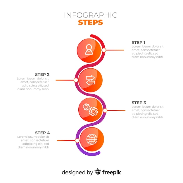 Flat infographic steps template