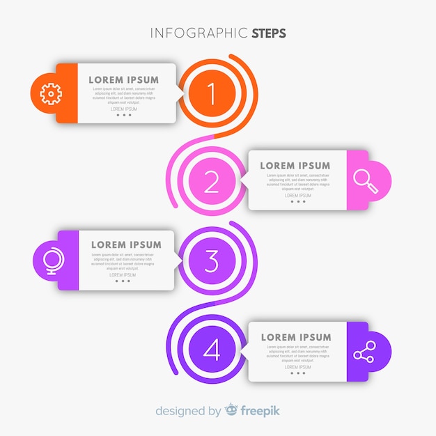 Free vector flat infographic steps template