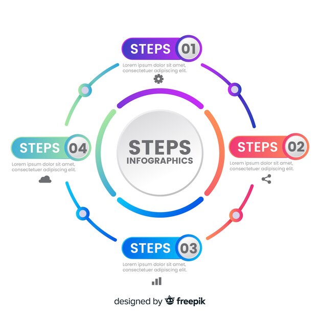 Flat infographic steps with gradient effect