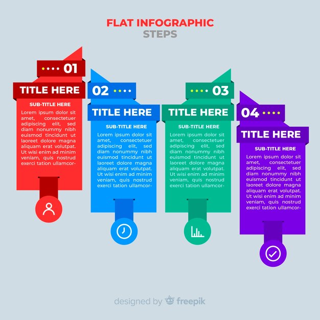 Flat infographic steps