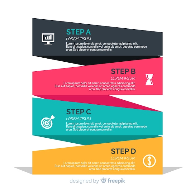 Free Vector flat infographic steps