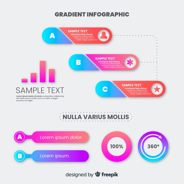 Flat infographic template gradient style